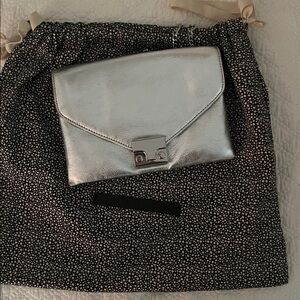 Loeffler Randall Metallic Silver Clutch